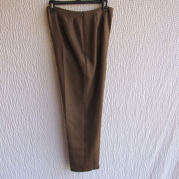 Solid Brown Silk Wool Pants 8 Tailored Fully Lined High Rise Side Zip Talbots - Picture 1 of 12